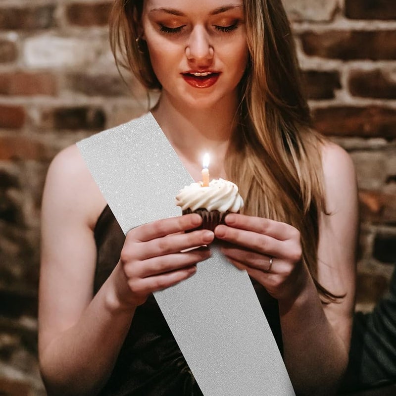 Silver Glitter Sash for Women DIY Decoration Pageant Wedding Graduation Party - Image 4